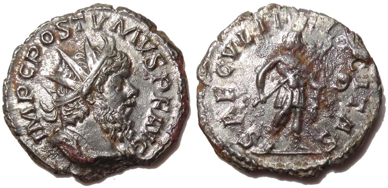 Postumus (260-269) AR Antoninianus SAECVLI FELICTAS RIC 83 PORTRAIT!