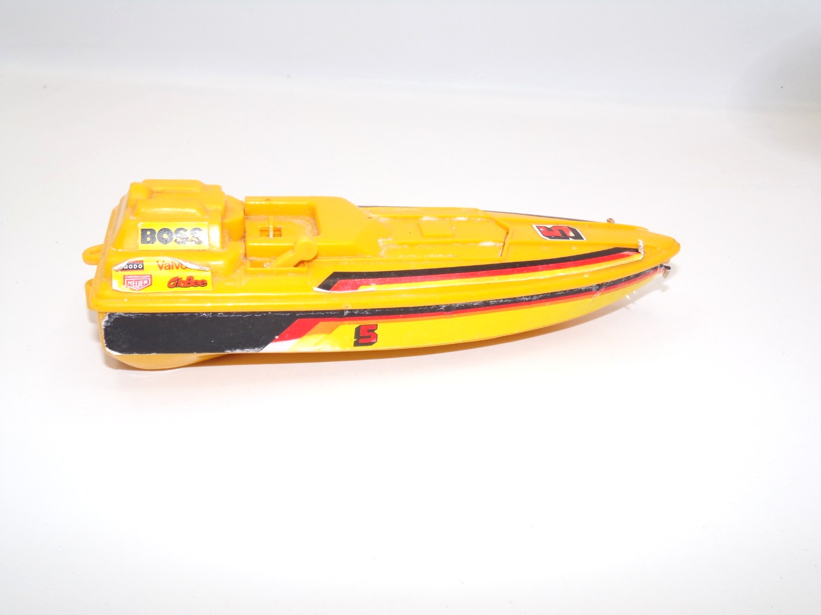 Vintage Toy - Remco BOSS 5 Speedboat Racing Yellow - 7 Inch 1984