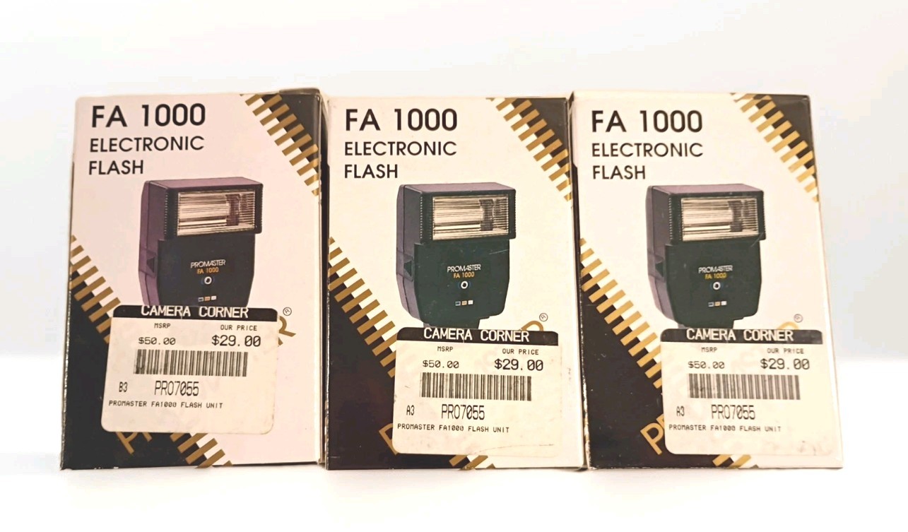 PROMASTER FA 1000 Electronic Flash Lot Of 3 New