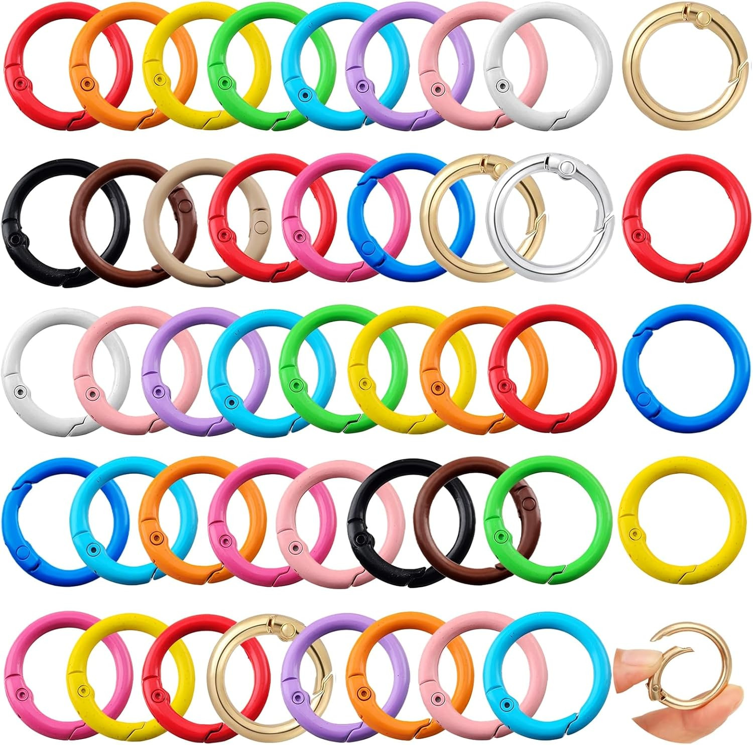 Round Carabiner Clip Bulk 48Pcs 1 Inch Colorful Circle Carabiner Key Ring Clips 