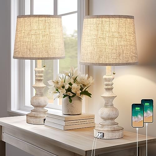 Table Lamps for Bedrooms Set of 2 Farmhouse Bedside Lamps for Nightstand with 