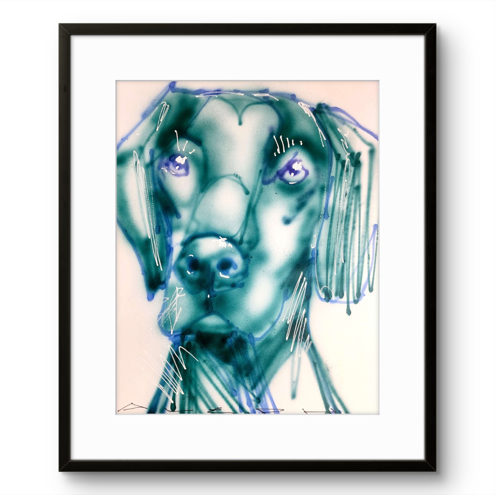 Aleph Original Art Dog 14x11 Abstract Expressionist Painting Gallery Paper