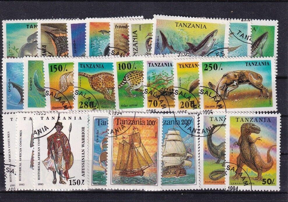 SA09 Tanzania selection of used stamps: animals, ships, culture