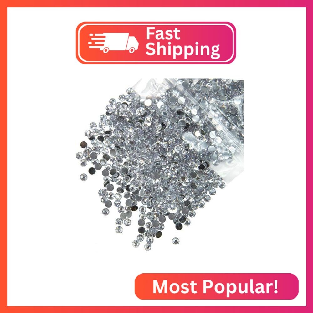 qiipii 1550PCS 5mm Crystal White Resin Rhinestones for Crafting Silver Clear Fla
