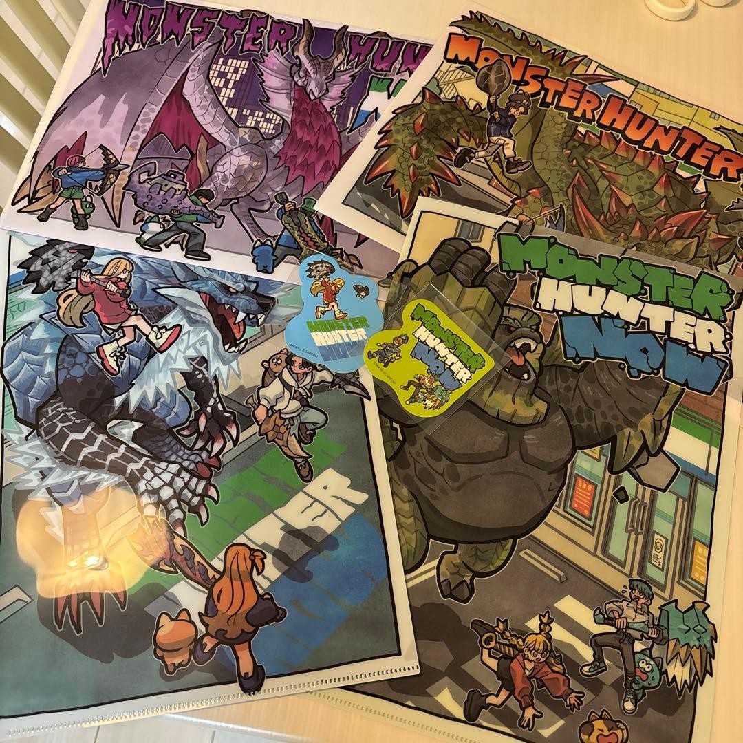 Monster Hunter Now Clear File Set of 8 + 4 Stickers 2 Sets