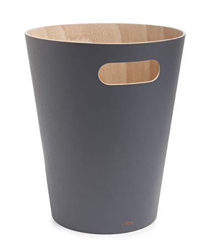 Umbra Woodrow 2 Gallon Modern Wooden Trash Can Wastebasket or Recycling Bin f...