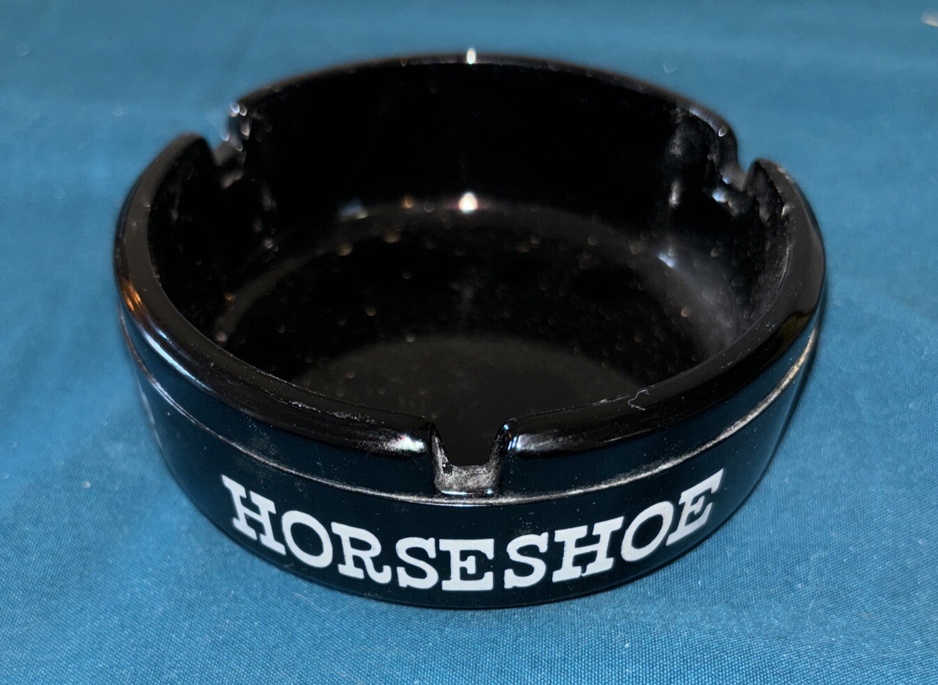 HORSESHOE Hotel  Casino Vintage Black Amethyst Glass Ashtray Downtown Las Vegas