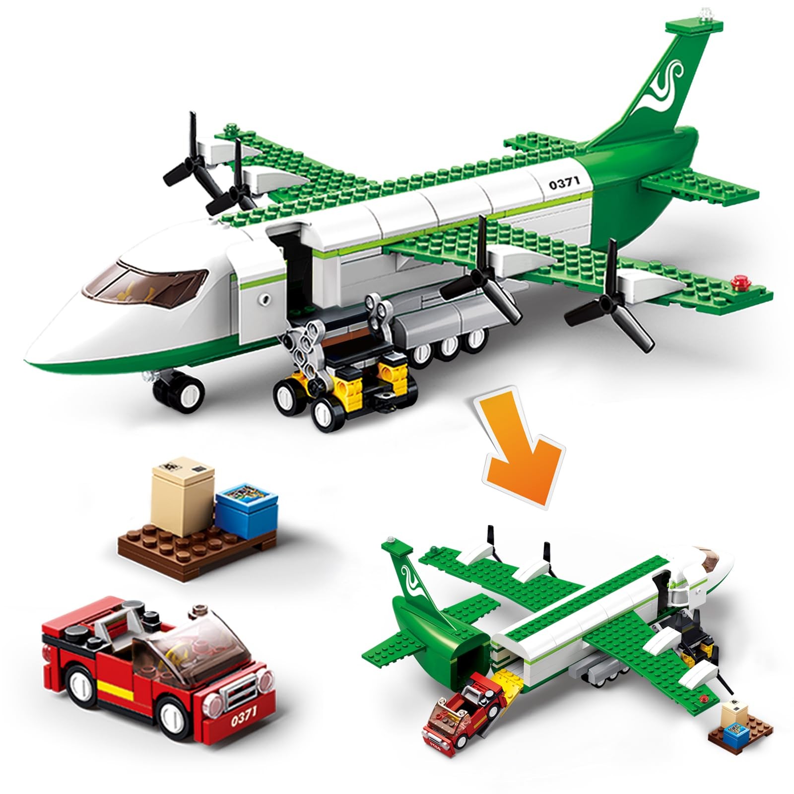 BDXEJV City Cargo Plane Building Set, Plane City Kits Building Blocks with Ca...