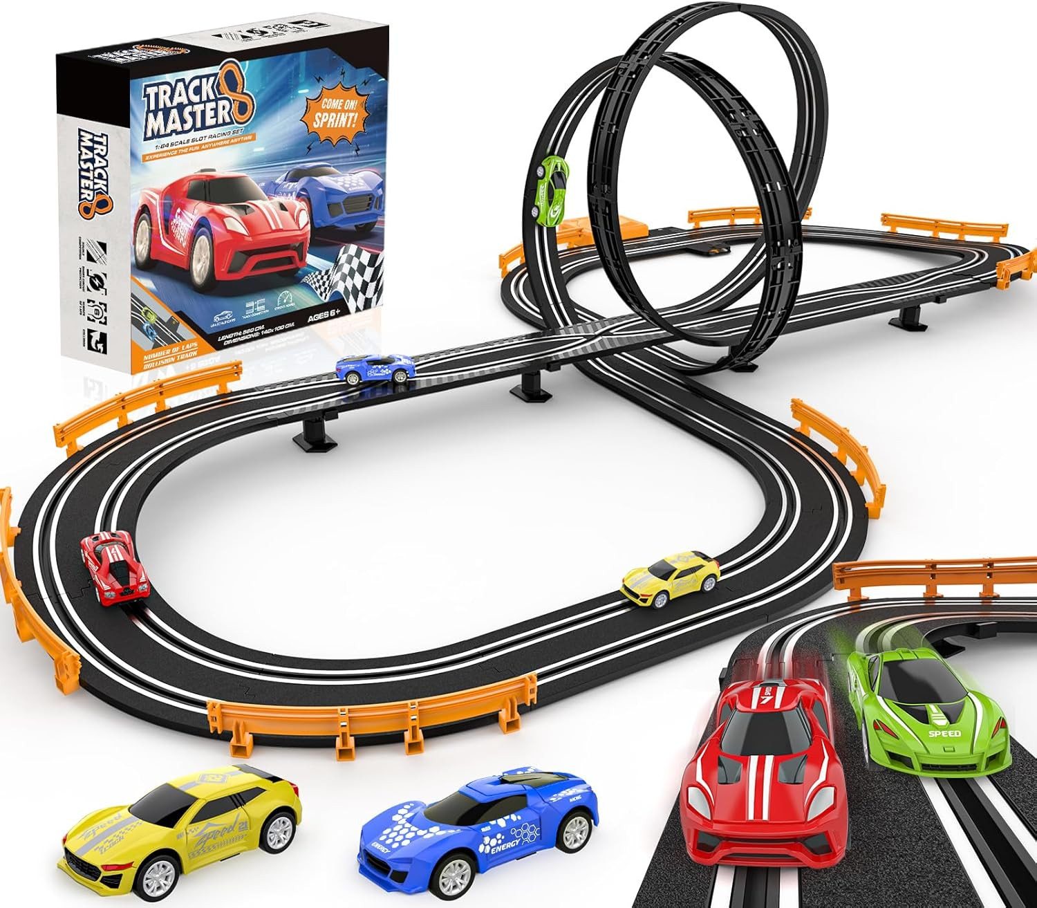 Slot-Car-Race-Track-Sets for Boys Kids, Battery or Electric Race Car Track with