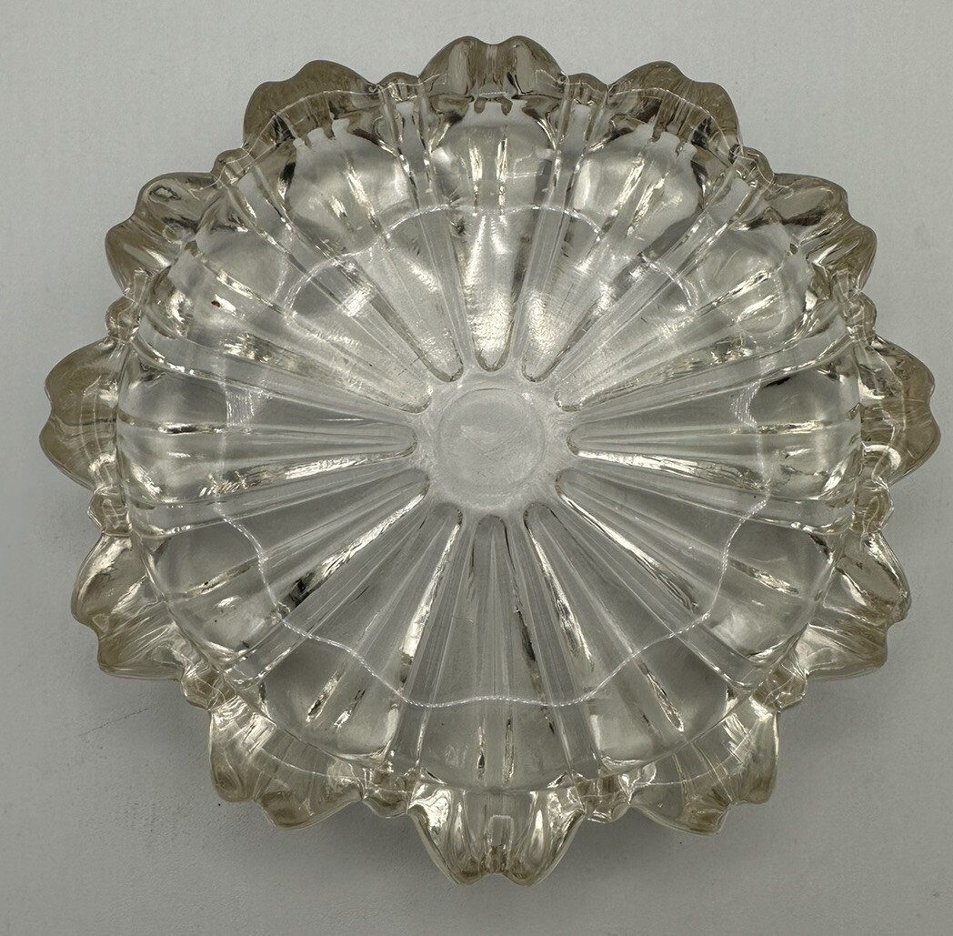 Clear Crystal Vintage Ashtray 5 1/2” Heavy