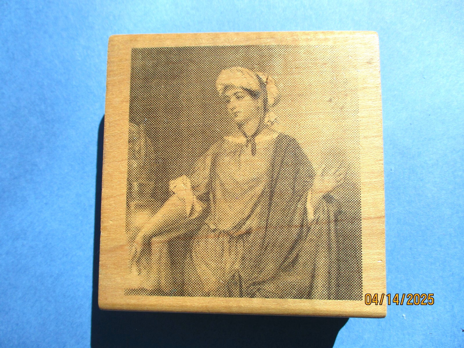 ANTIQUE MARTHA PORTRAIT WOMAN STAMPSMITH RUBBER STAMP WOOD MTD RARE VINTAGE