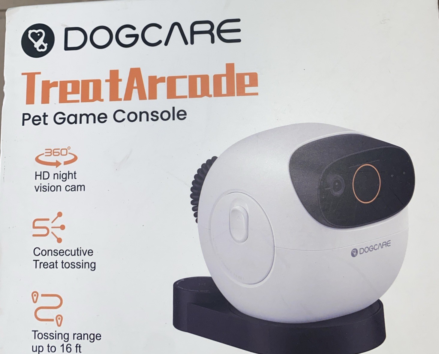 DOG CARE Treat Arcade TD01 White Dispenser Night Vision Pet Game Console Camera