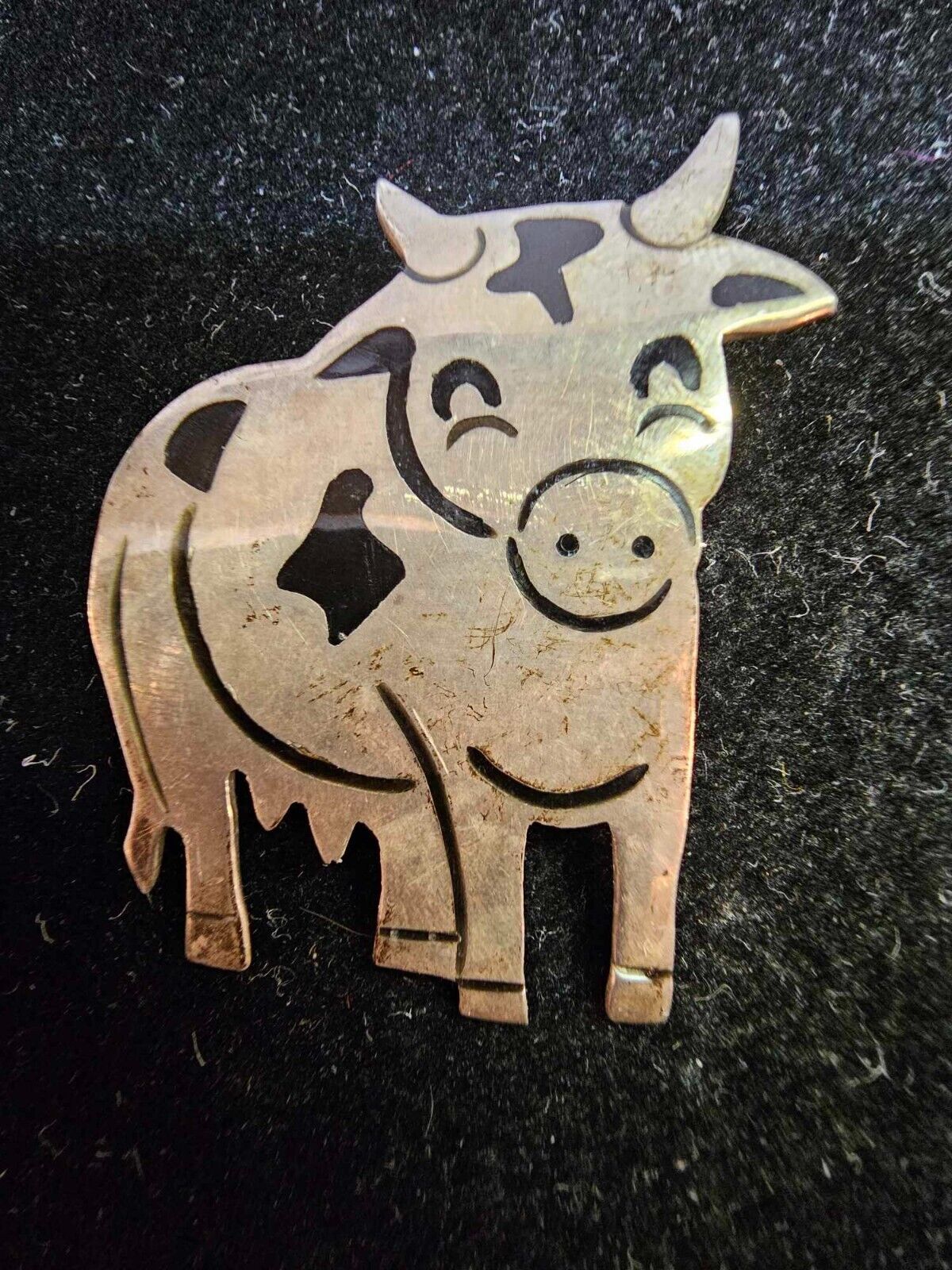 925 Sterling Silver Mexico Cow Animal Brooch Pin- S60