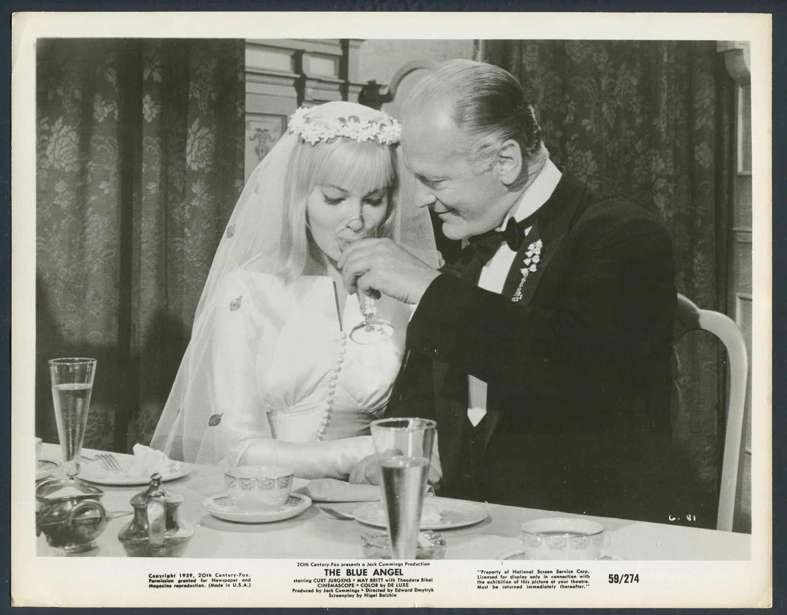 CURT JURGENS MAY BRITT in The Blue Angel '59 BRIDE
