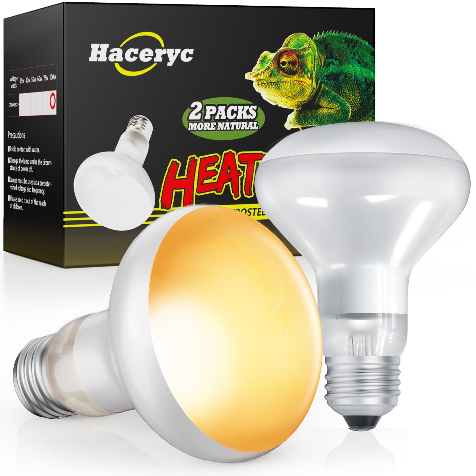 Reptile Heat Lamp, Simulate Natural Sunlight Heat Light Bulbs 2 Pack 100W Amp...