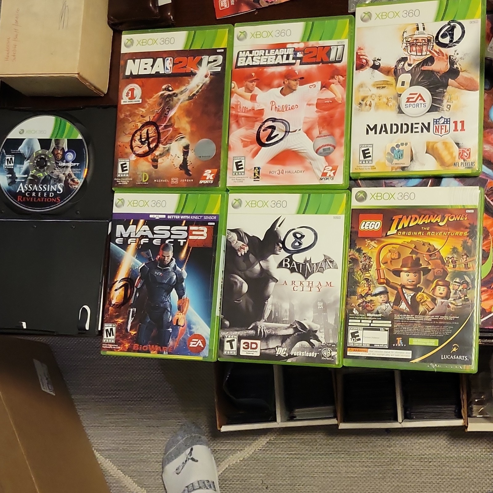 Xbox 360 - 7 Game Lot - NBA 2K12, Mass Effect 3, Batman, Madden, MLB