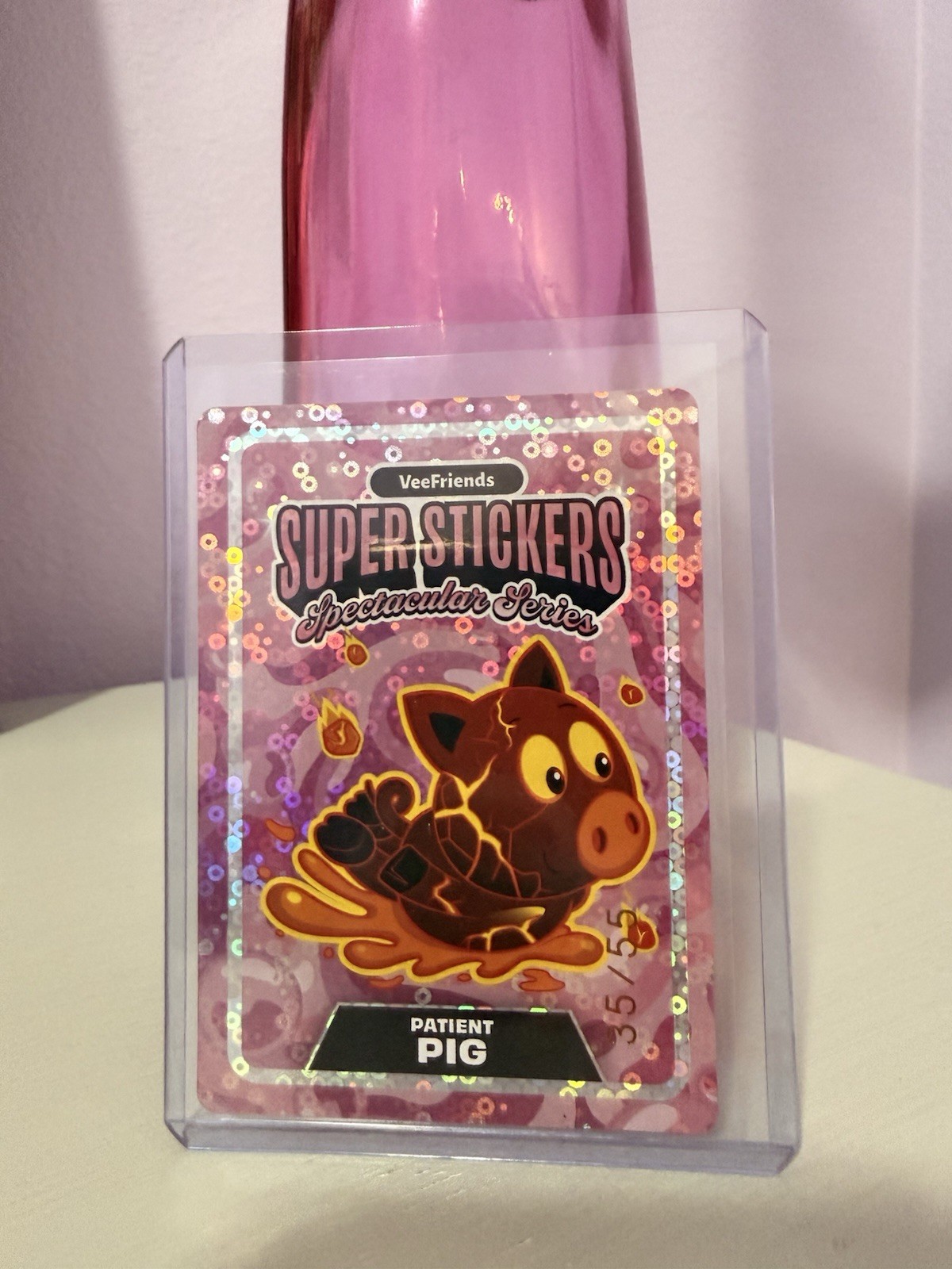 VeeFriends Super Stickers Patient Pig Pink Sequin /55 #35 Gary Vee Rare