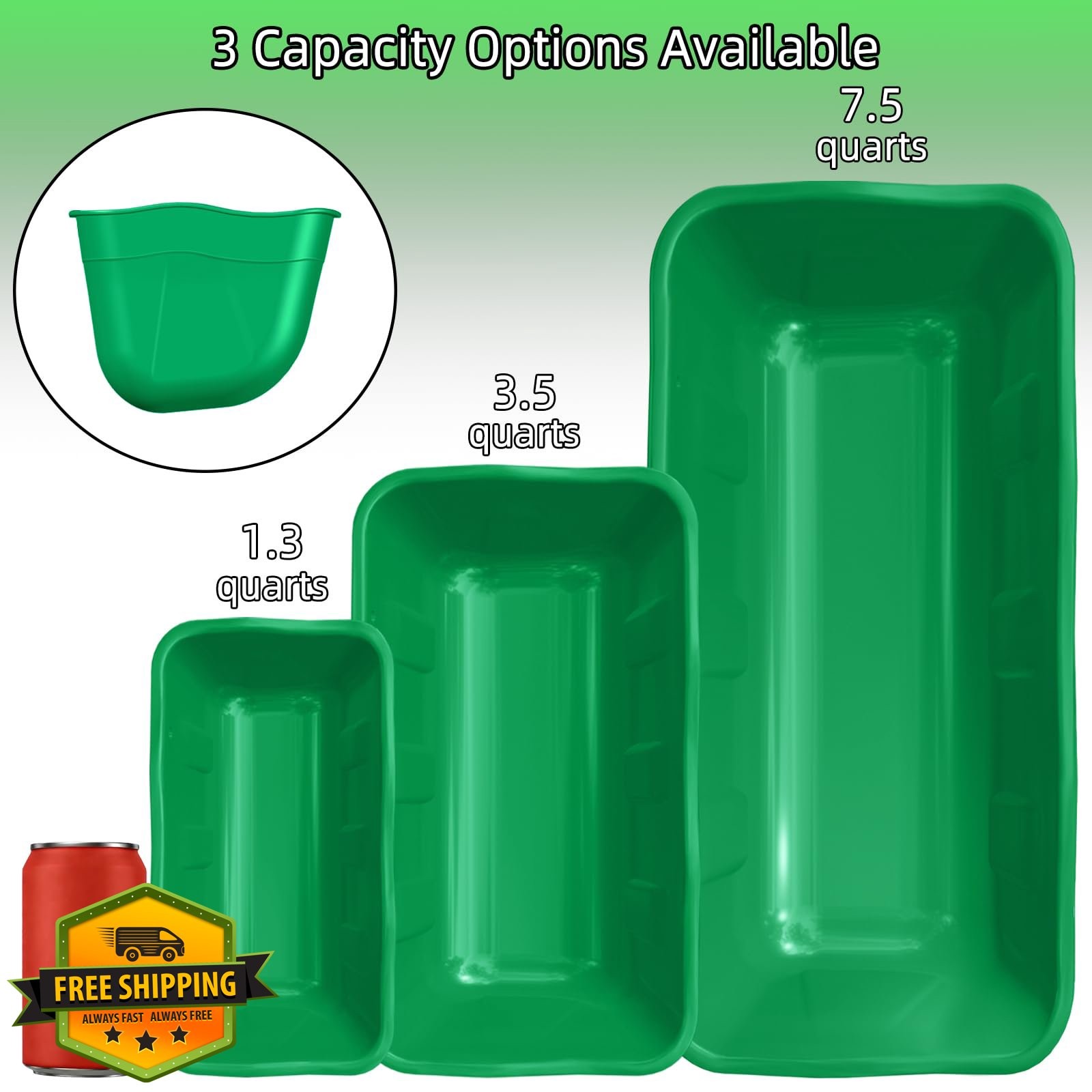 DallerSoode 3.5 Quart Green Chicken Feeder Waterer Hanging Trough 3 Pack