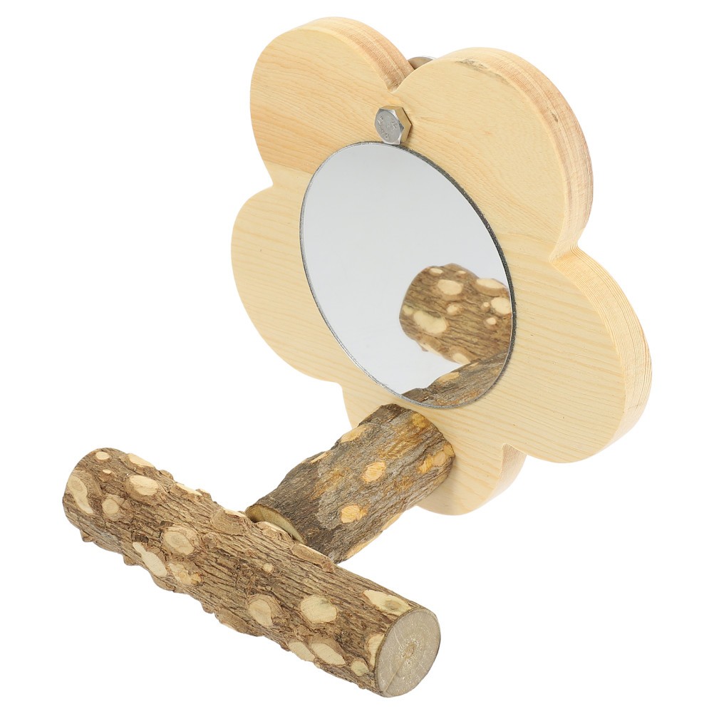 Bird Stand Perch with Mirror Toy Perches for Parrots Standing Stick