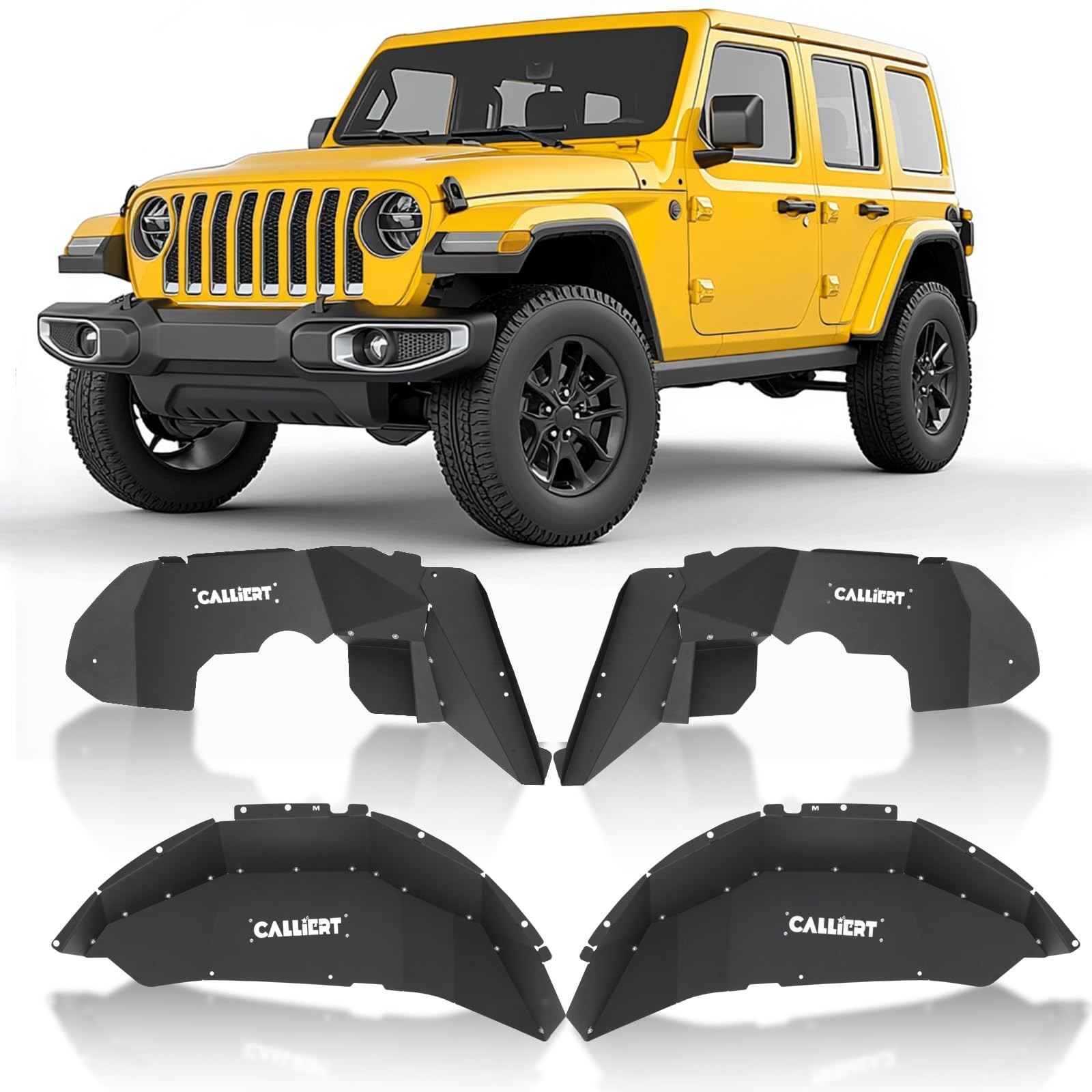 CALLIERT Aluminum Inner Fender Liner Front & Rear for 2018-2025 Jeep Wrangler...