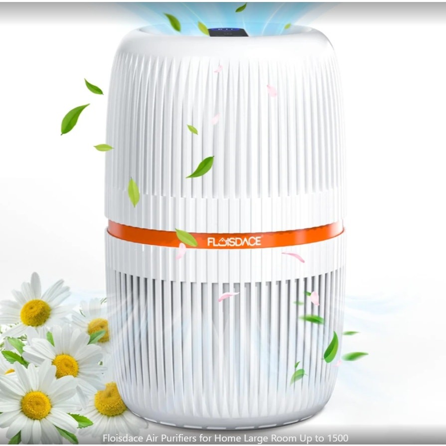 Floisdace Smart Air Purifier For Large Room Up to 1500 ft², Air Quality Display