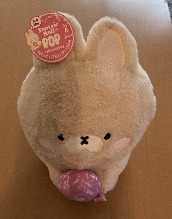 Tootsie Rolls Pop 2.9lbs Weighted Plush Tan Bunny 13"