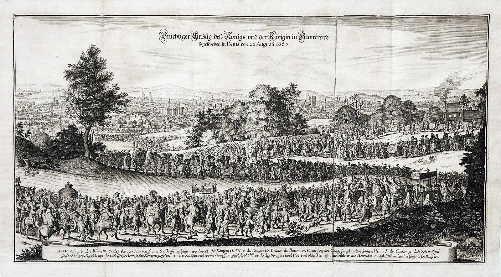 Paris Notre Dame Roi France Engraving Parade Copperplate Engraving Merian 1693