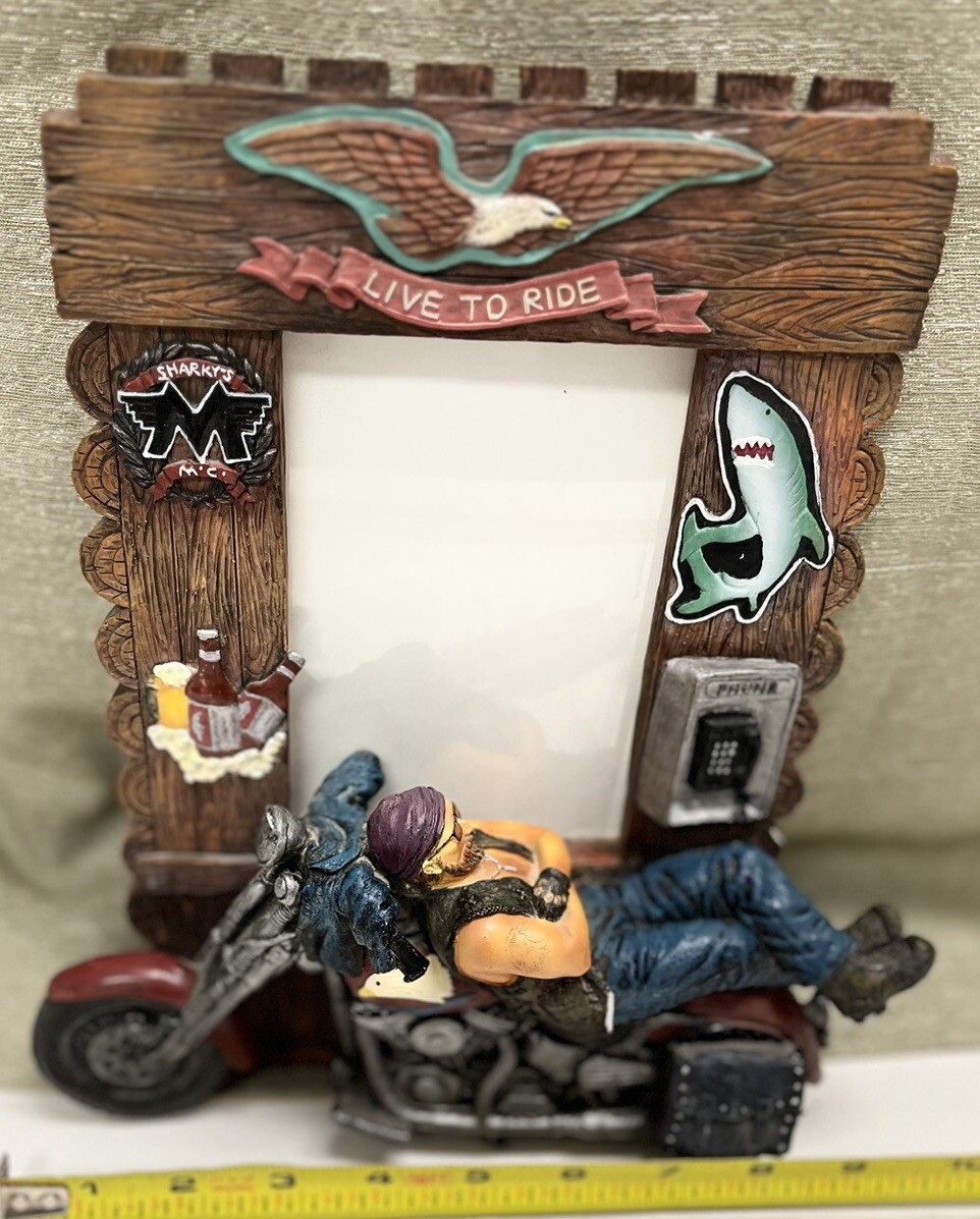 Harley Davidson 3-D Picture Frame 4x6 W/bike rider "Live to Ride"