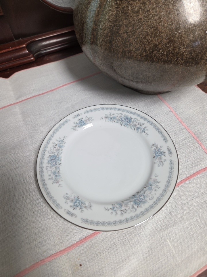 Fine China of Japan “Christine” Blue Flowers Bread & Butter Plate - Silver Trim