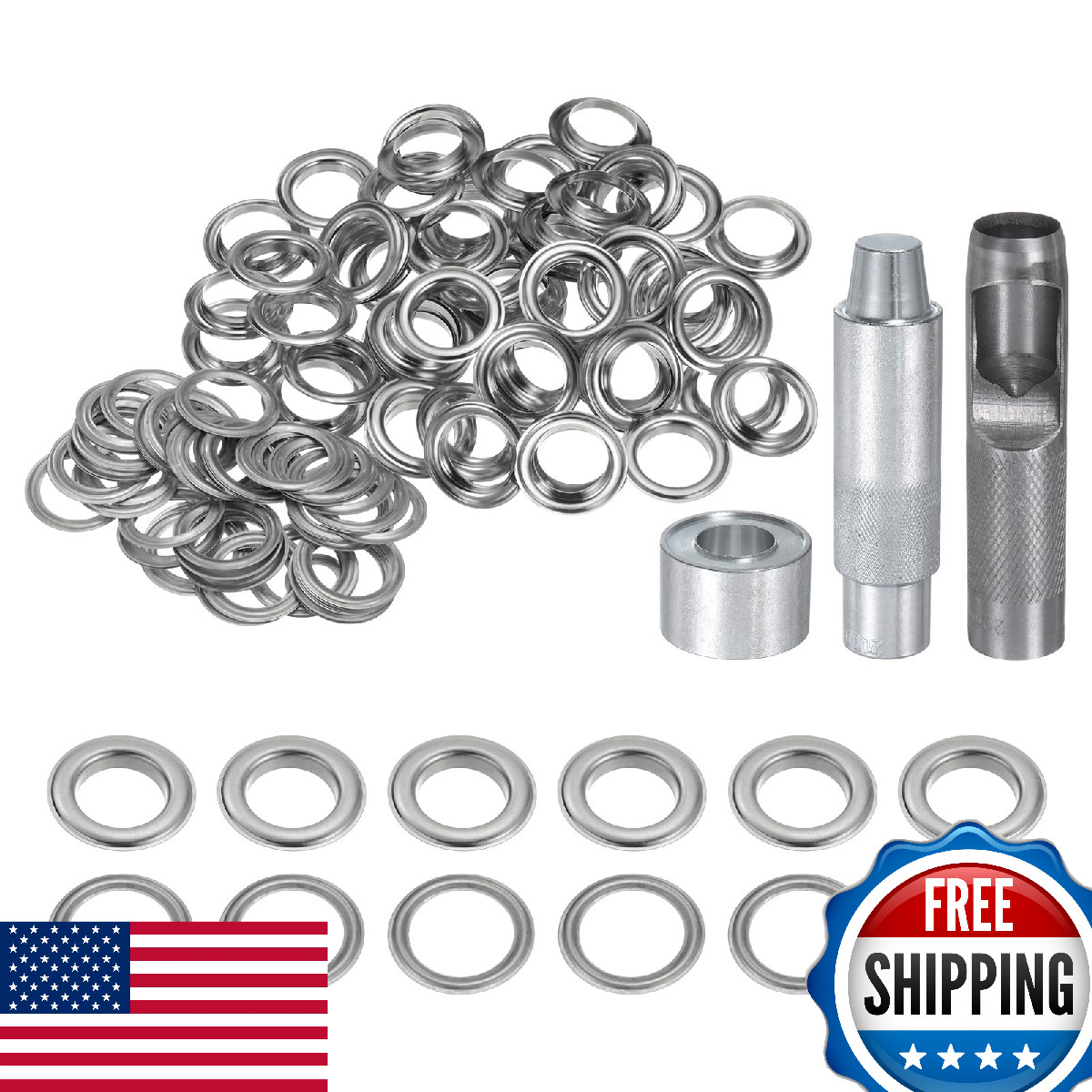 HARFINGTON 100pc 20mm Copper Grommet Eyelet Kit w/ Hole Punch Tool