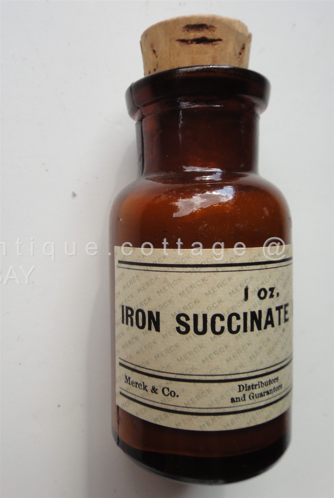 vintage UNUSED MERCK & CO IRON SUCCINATE apothecary CONTENTS quack medicine