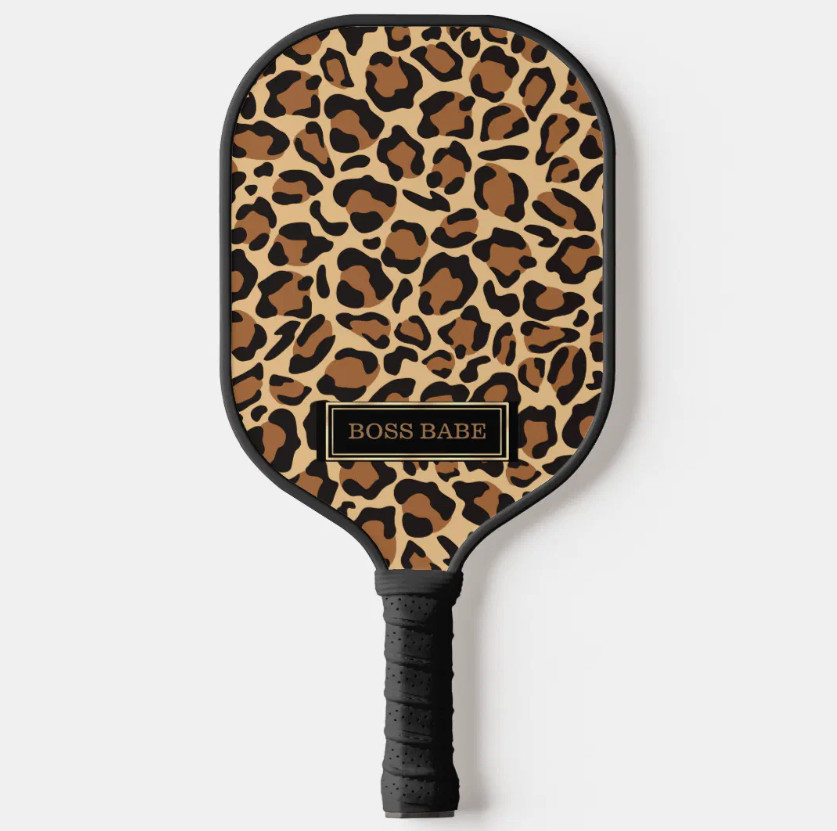 Leopard Seamless Pattern Custom Name Pickleball Paddle