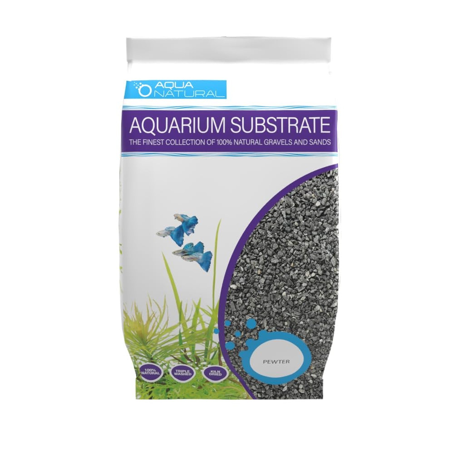 Aqua Natural Pewter Black 20lb Gravel Substrate for aquascaping, Aquariums, v...