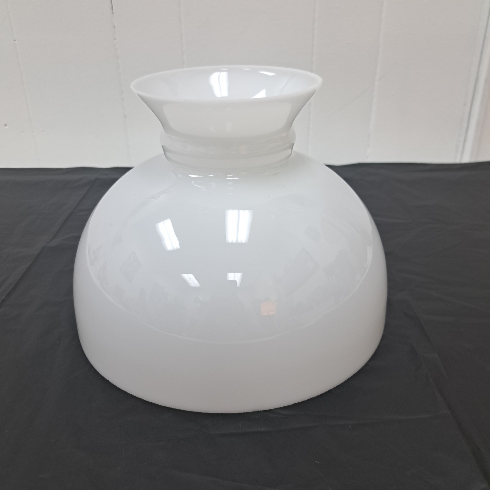 Vintage White Milk Glass Flat Top Dome Hurricane Lamp Shade 10” Fitter