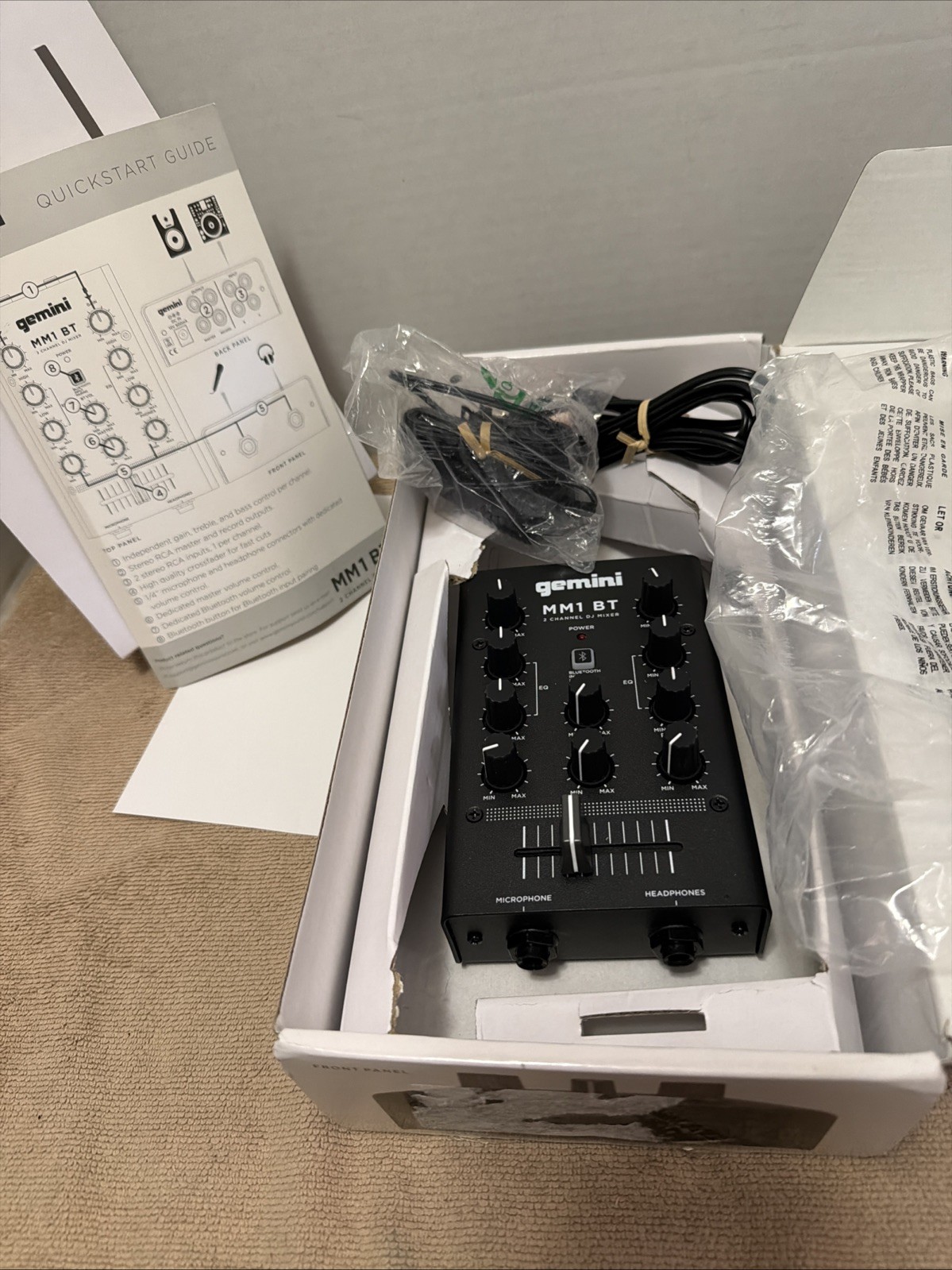 Gemini MM1 Professional Audio Pocket-Sized 2-Channel DJ Mixer w/2-Band EQ