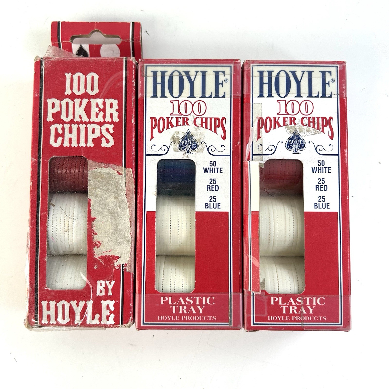 3 Boxes Hoyle 100 Poker Chips Made in USA Interlocking Vintage