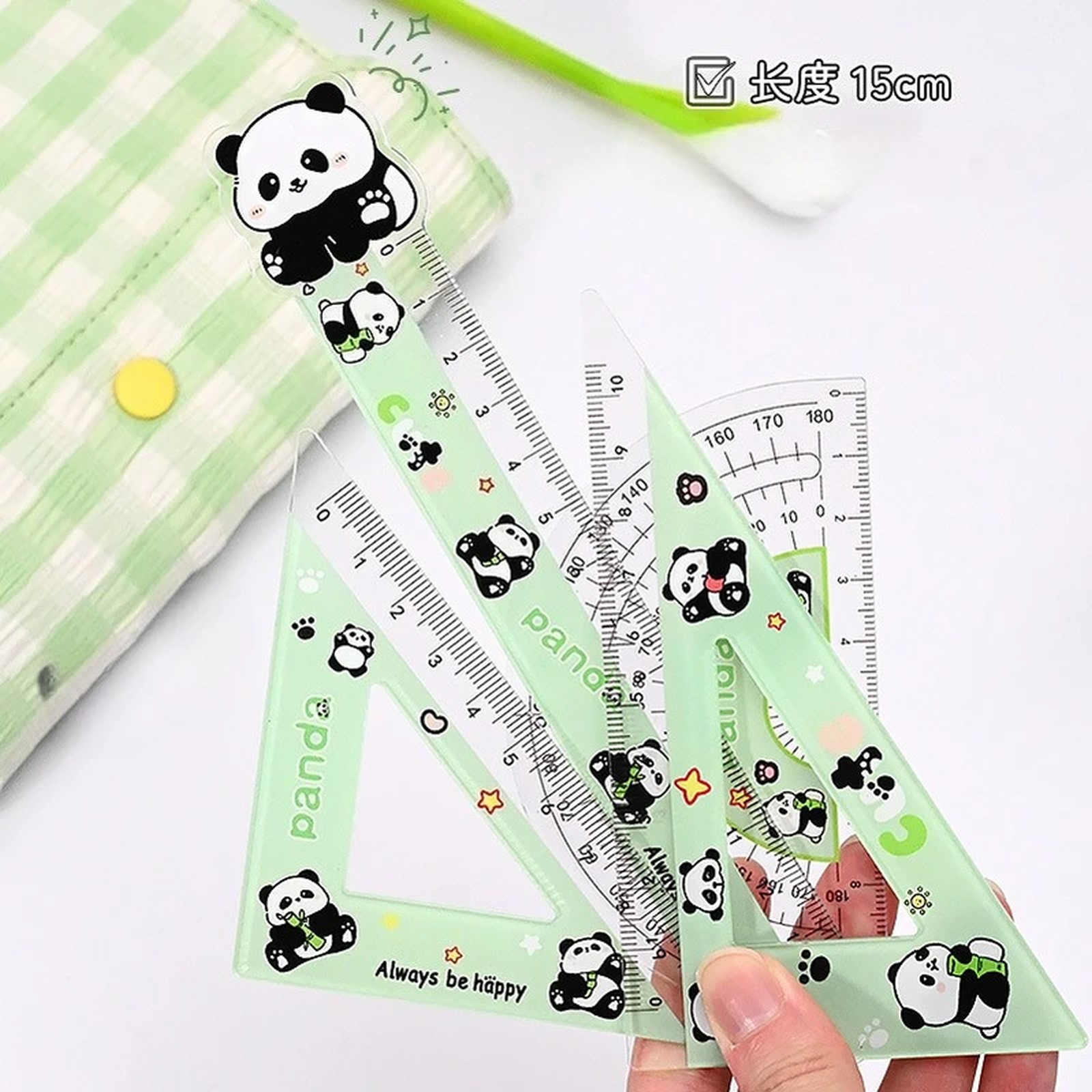 12 Sets Cute Panda Rulers Set Kawaii School Supplies Desk Accessories Ruler