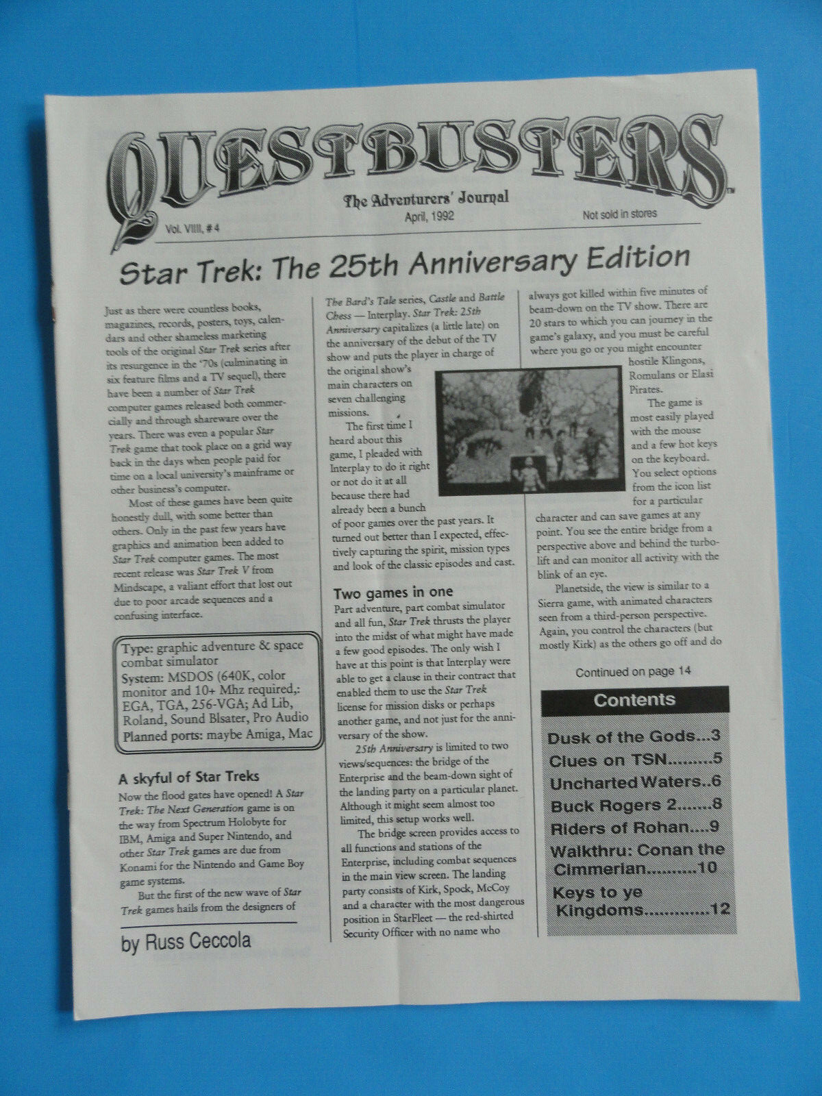 QUESTBUSTERS APRIL 1992  VOL. VIIII #4 STAR TREK: THE 25TH ANNIVERSARY EDITION