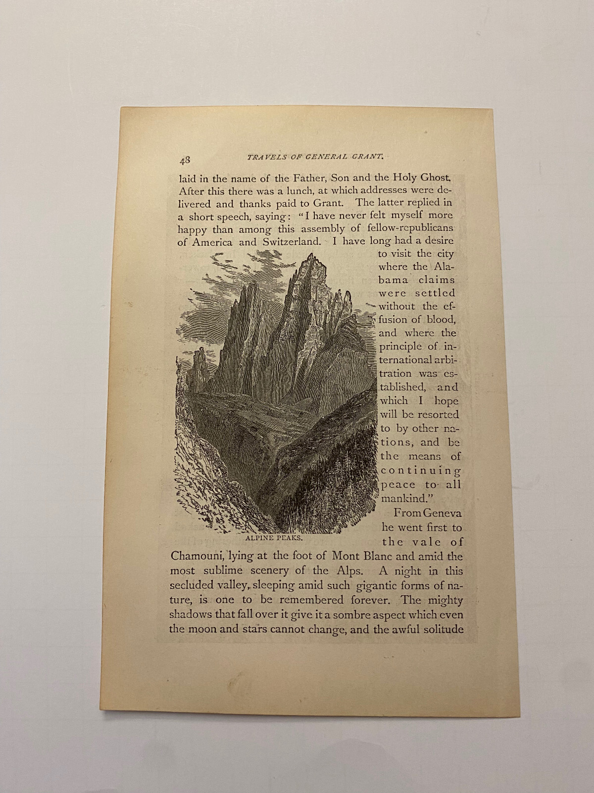 Swiss Alps Alpine Peaks Mountains Nature Scene c. 1881 Print