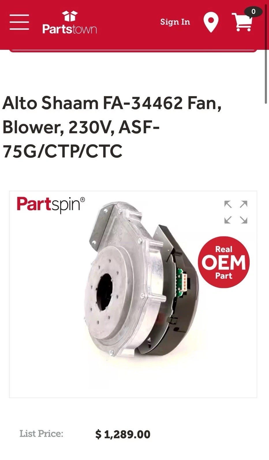 TESTED Alto-Shaam ALTFA-34462 230v Burner Blower Fan RG130/0800 w/ Venturi Combi