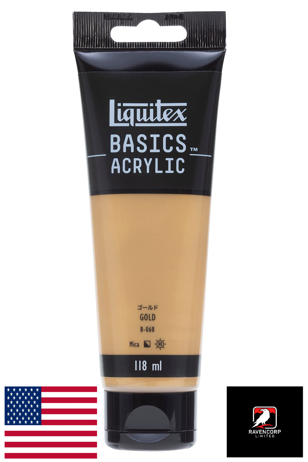 LIQUITEX Acrylic Paint Basics B-068 Gold 4oz - Vibrant, Smooth, Fast-Drying