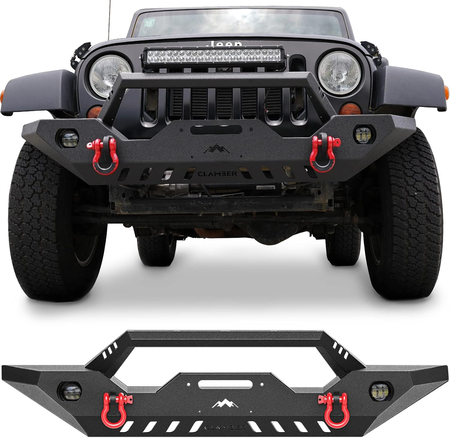 Off-Road Front Bumper for Jeep Wrangler JK/JKU 2007-2018, JL/JLU 2018-2026 & Jee