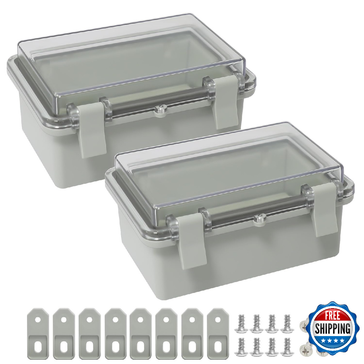 LMioEtool IP65 Junction Box ABS Plastic Dustproof Waterproof Hinged Shell Univer