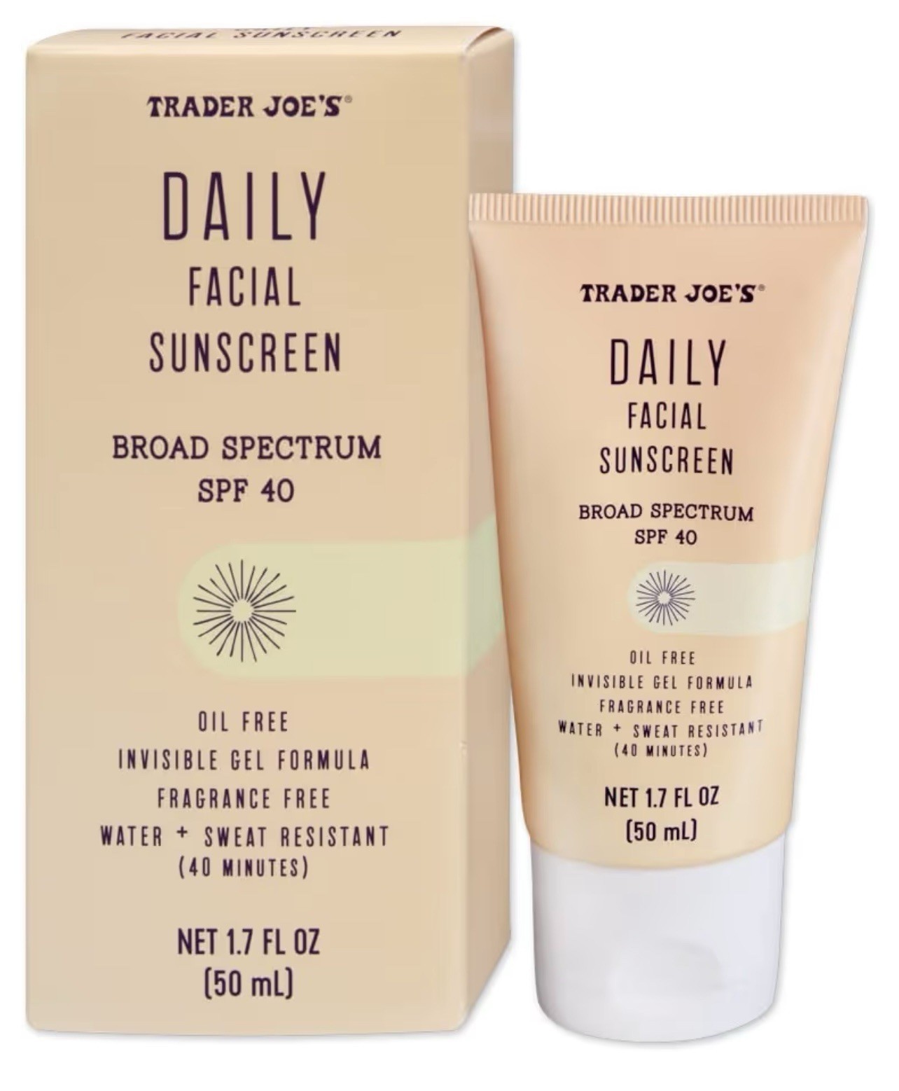 Trader Joe's Daily Facial Sunscreen SPF 40 - 1.7oz/50ml-Exp 12/2027