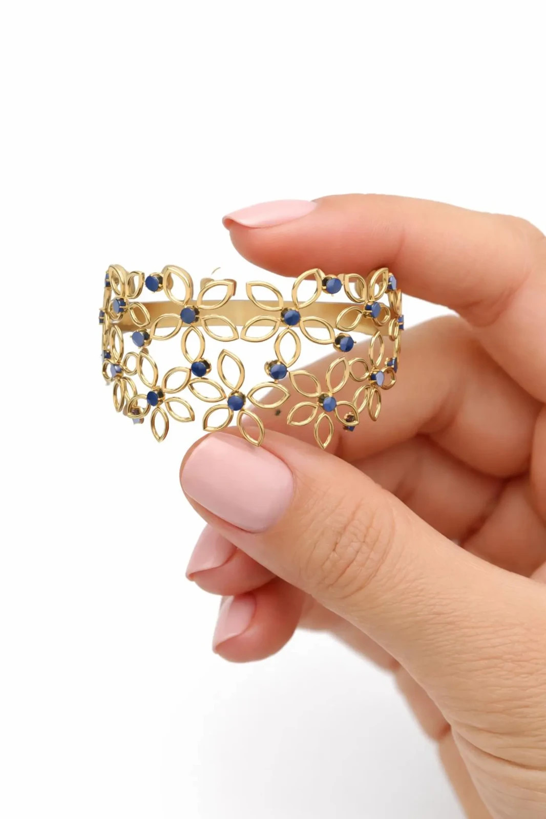 Shining Blue Sapphire Gemstone Floral Ring For Women-925 Silver Saphire Ring Mom