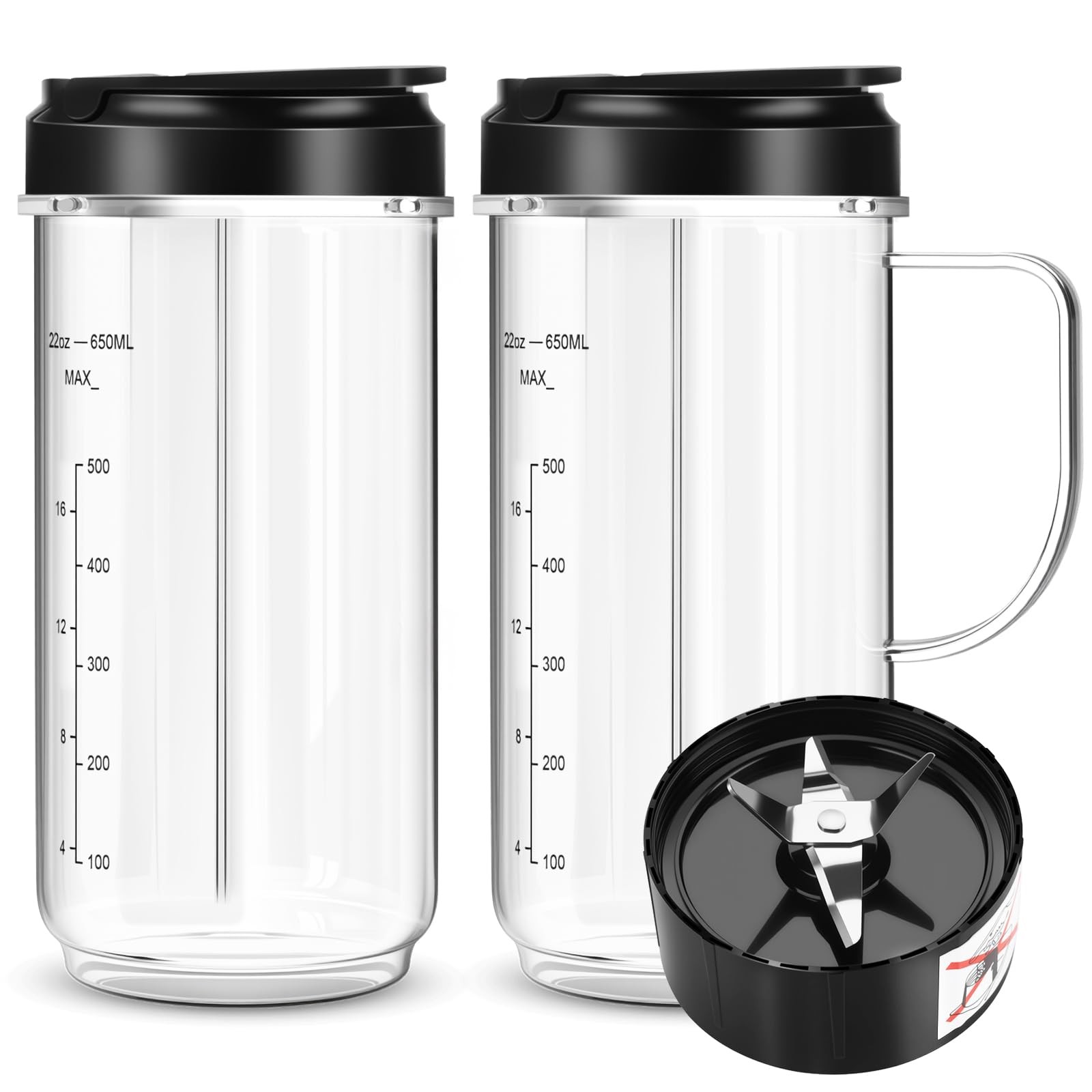 UBYNID 2 Pack Magic Bullet Blender Cups, Tall 22oz Cup with Flip Top ToGo Lid...