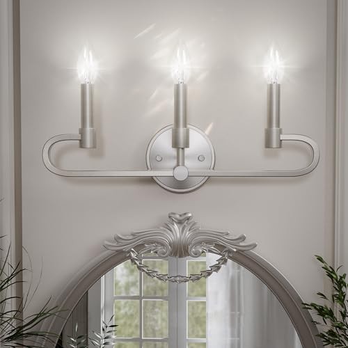 Bathroom Vanity Light, 3 Light Brushed Vanity Lights, Candle Bathrooms Nickel