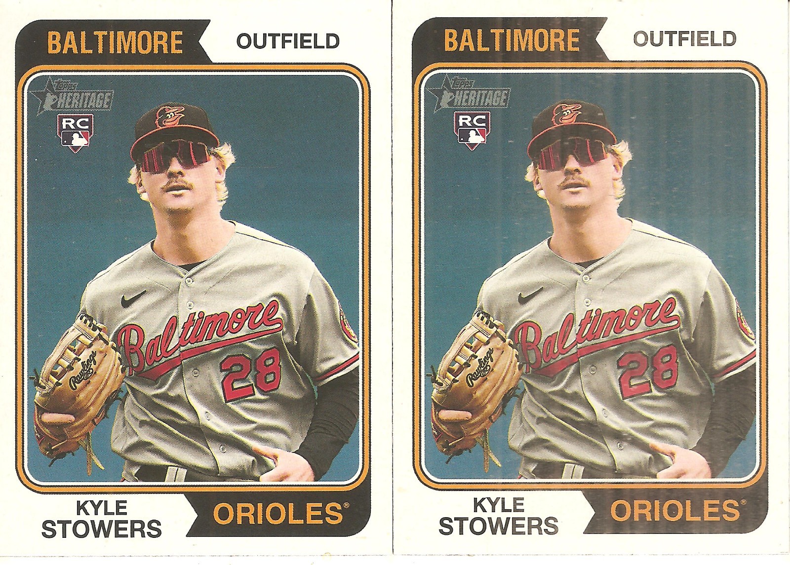 2 CARD 2023 TOPPS HERITAGE KYLE STOWERS ROOKIE BASEBALL CARD LOT