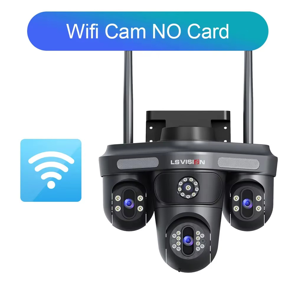 LS VISION 15MP Three Screens Wifi Security Camera Outdoor Three Lens Remote Rota