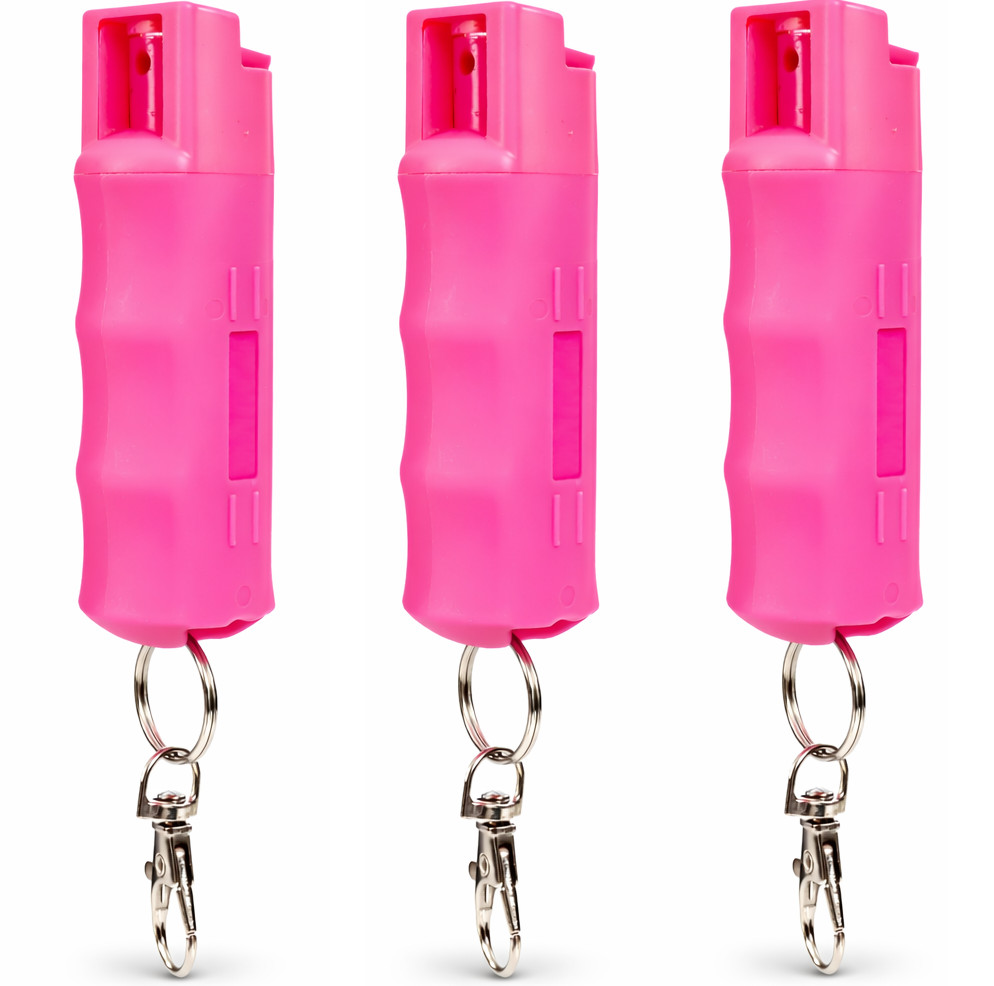Burn Pepper Spray 3 Pack 0.5oz Police Strength OC Keychain Self Defense Pink